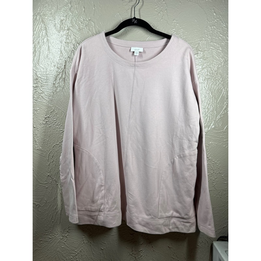 Pure Jill J.Jill Dusty Rose Long Sleeve Crew Neck Pockets Short Top Size Medium